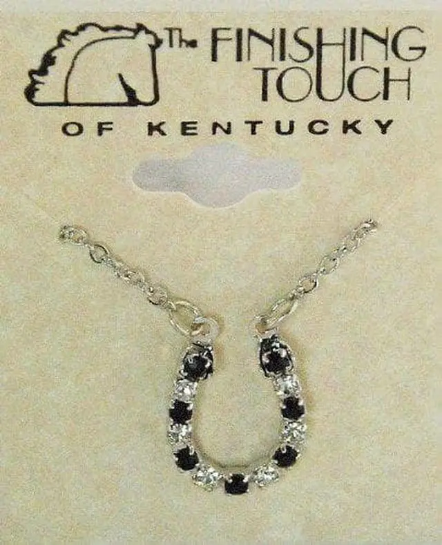 Main image of Finishing Touch Jet/Crystal Horseshoe Necklace - Silver Finish