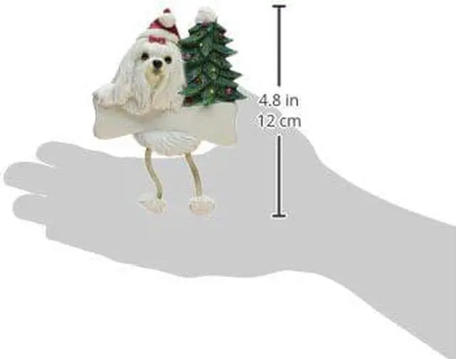 Alt view image 2 of 2 - Maltese Ornament with Unique "Dangling Legs" Hand Painted Personalized Ornament