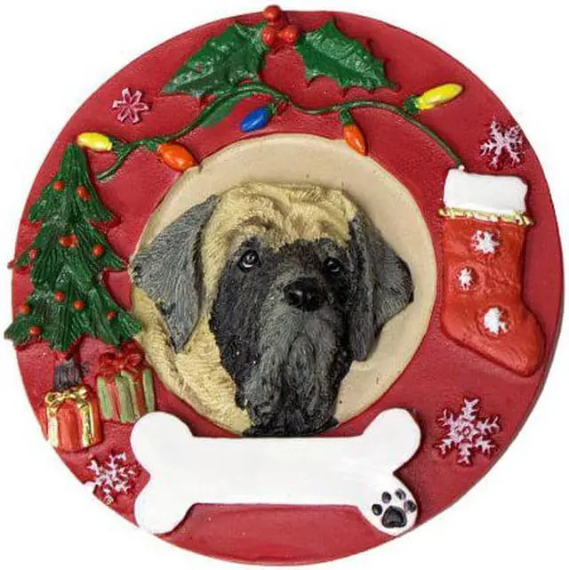 Main image of E & S Pets Mastiff Christmas Ornament Wreath Shaped Easily Personalized