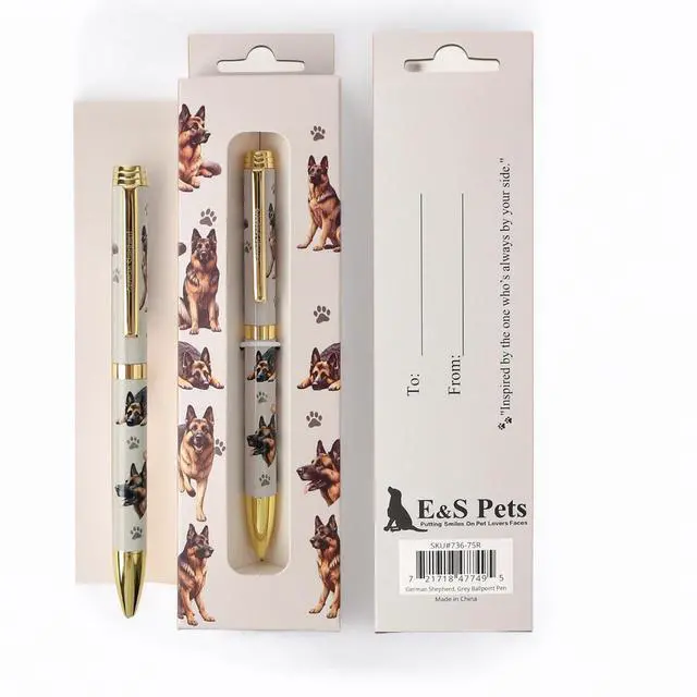 Main image of E&S Pets Refillable Ball Point Pen in Gift Box, Grey German Shepherd Dog