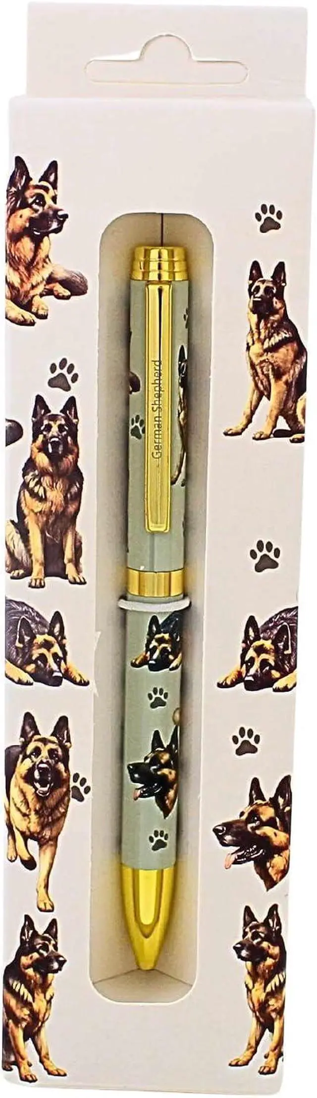 Alt view image 3 of 3 - E&S Pets Refillable Ball Point Pen in Gift Box, Grey German Shepherd Dog