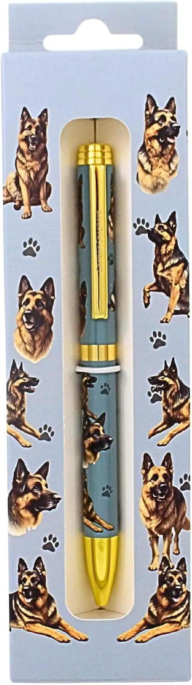 Main image of E&S Pets Refillable Ball Point Pen in Gift Box, German Shepherd Light Blue Pen
