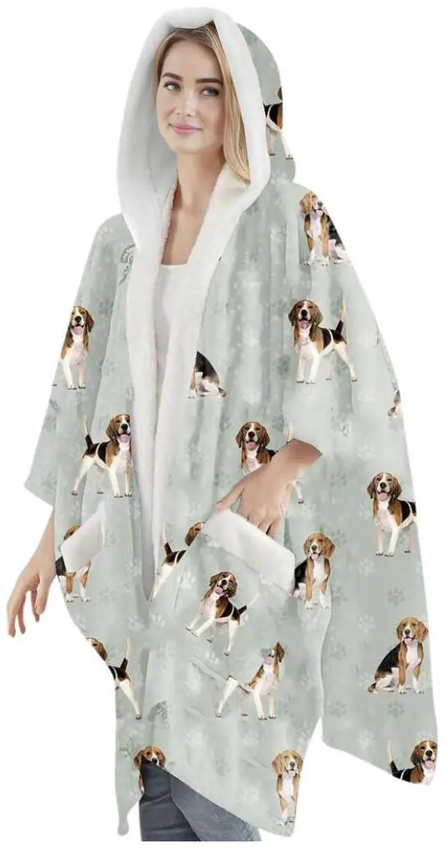 Main image of E&S Pets Snuggs Blanket Hoodie for Women Soft Fleece Wrap, Beagle