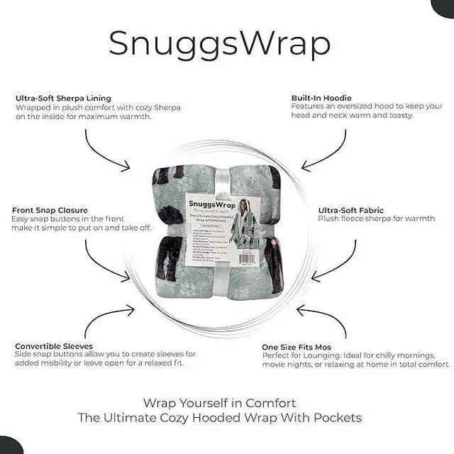 Alt view image 3 of 3 - E&S Pets Snuggs Blanket Hoodie for Women Soft Fleece Wrap, Black Labradoodle