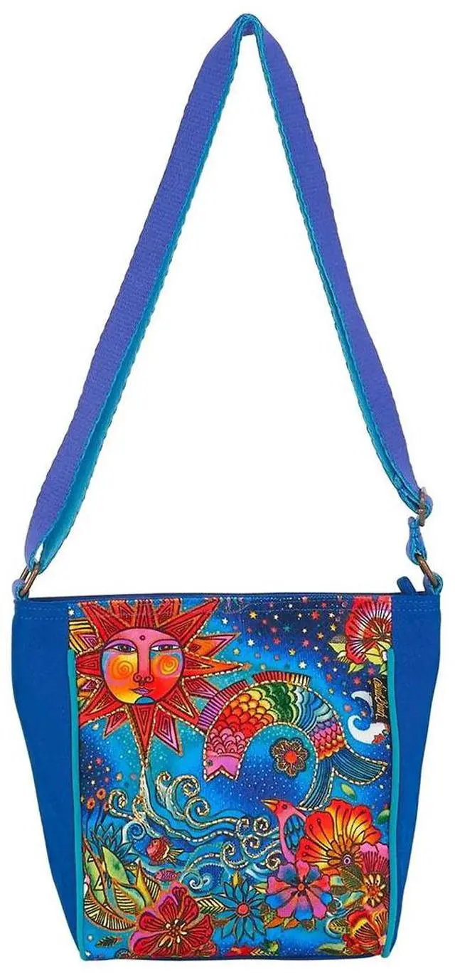 Main image of Laurel Burch Celestial Magic Sun Moon Small Crossbody Bag, 9.5 x 3.5 x 8.5