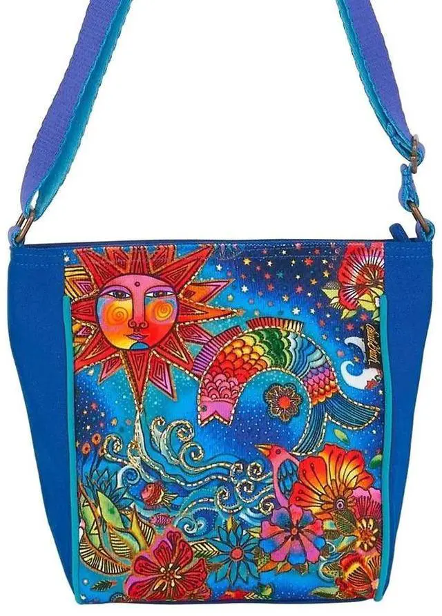 Alt view image 4 of 4 - Laurel Burch Celestial Magic Sun Moon Small Crossbody Bag, 9.5 x 3.5 x 8.5