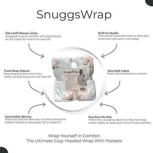 Alt view image 3 of 3 - E&S Pets Snuggs Blanket Hoodie for Women Soft Fleece Wrap, West Highland