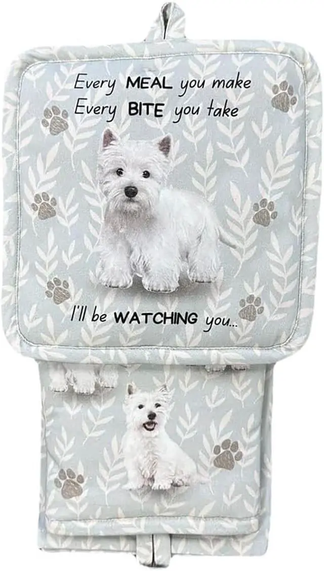 Main image of E&S Pets Westie Terrier 3 Piece Kitchen Set - Oven Mitt, Towel, Pot Holder