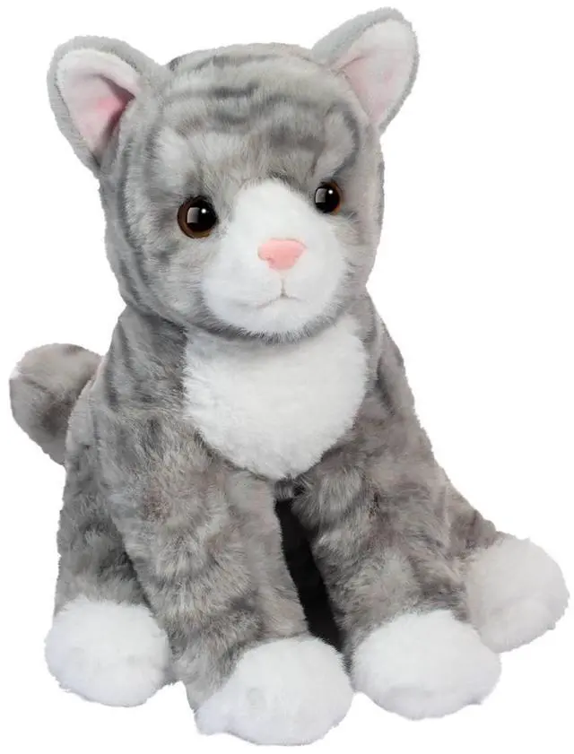 Main image of Douglas Toys Tabbie Gray Striped Cat Soft Plush Stuffed Animal Toy, 12" long