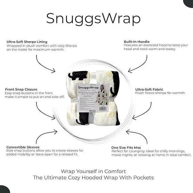 Alt view image 3 of 3 - E&S Pets Snuggs Blanket Hoodie for Women Soft Fleece Wrap, Black Cat