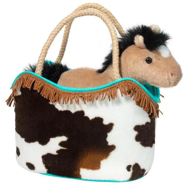 Main image of Douglas Western Sassy Sak Tote with Bucksin Horse Plush Stuffed Animal Toy, 7"