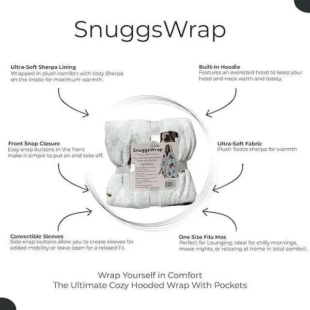 Alt view image 3 of 3 - E&S Pets Snuggs Blanket Hoodie for Women Soft Fleece Wrap, Schnauzer
