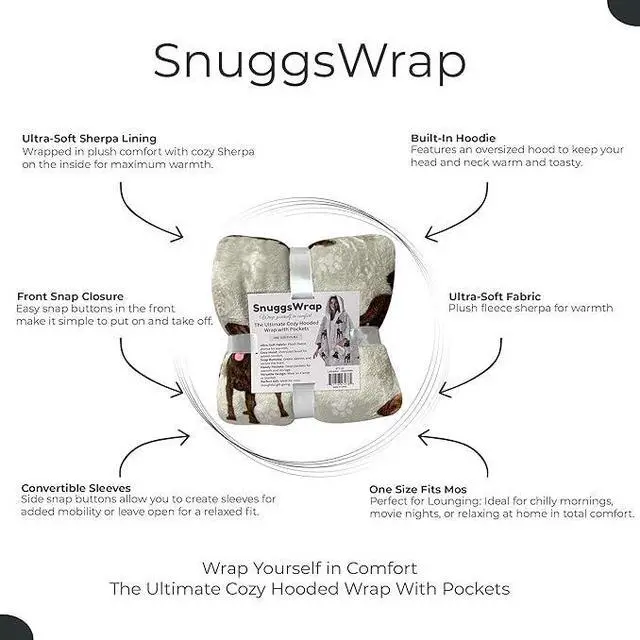 Alt view image 3 of 3 - E&S Pets Snuggs Blanket Hoodie for Women Soft Fleece Wrap, Chocolate Labrador