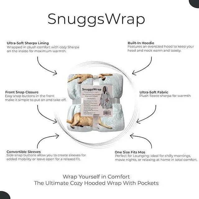 Alt view image 3 of 3 - E&S Pets Snuggs Blanket Hoodie for Women Soft Fleece Wrap, Yellow Labrador
