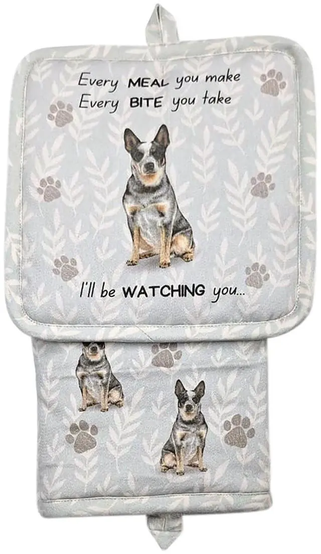 Main image of E&S Australian Cattle Dog 3 Piece Kitchen Set - Oven Mitt, Towel, Pot Holder