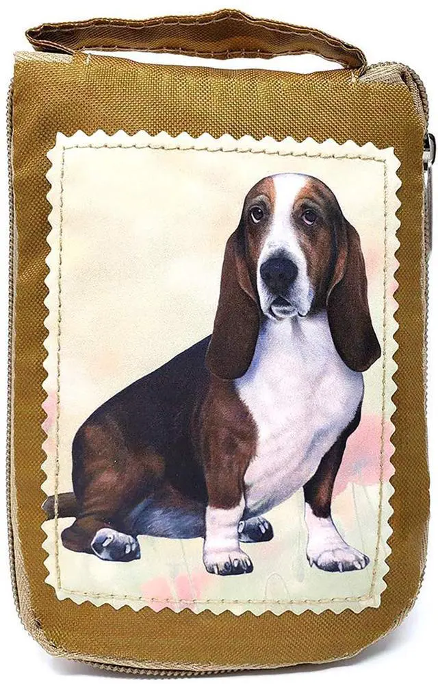 Main image of Basset Hound Foldable Tote Bag - Durable, Waterproof - Zippered Market Tote