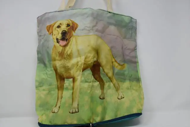 Alt view image 2 of 2 - Yellow Labrador Standing Tote Bag - Waterproof - Zipper Market Tote