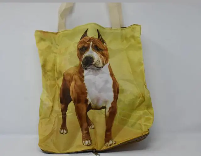 Alt view image 2 of 2 - Pit Bull, Cropped Foldable Tote Bag - Durable, Waterproof - Zippered Market Tote