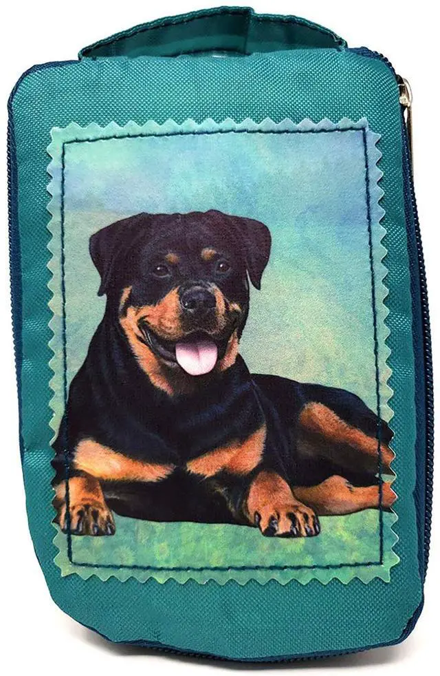 Main image of Rottweiler Foldable Tote Bag - Durable, Waterproof - Zippered Market Tote