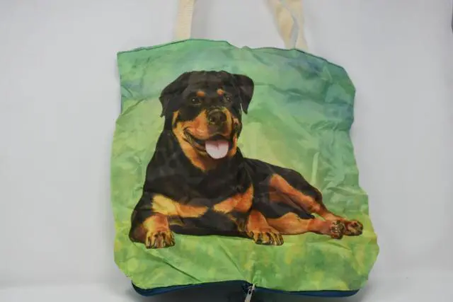 Alt view image 2 of 2 - Rottweiler Foldable Tote Bag - Durable, Waterproof - Zippered Market Tote