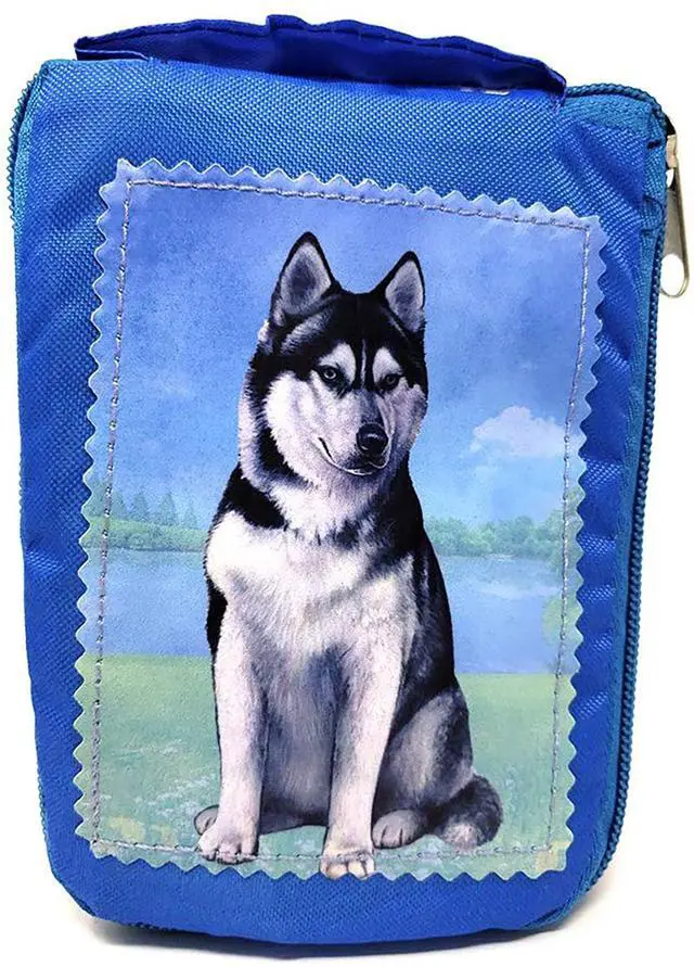 Main image of Siberian Husky Foldable Bag - Durable, Waterproof - Zippered Market Tote