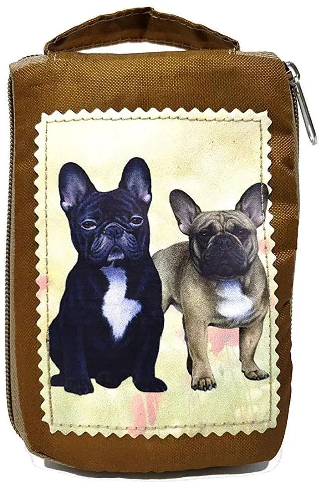 Main image of French Bulldog Foldable Tote Bag - Durable, Waterproof - Zipper Market Tote