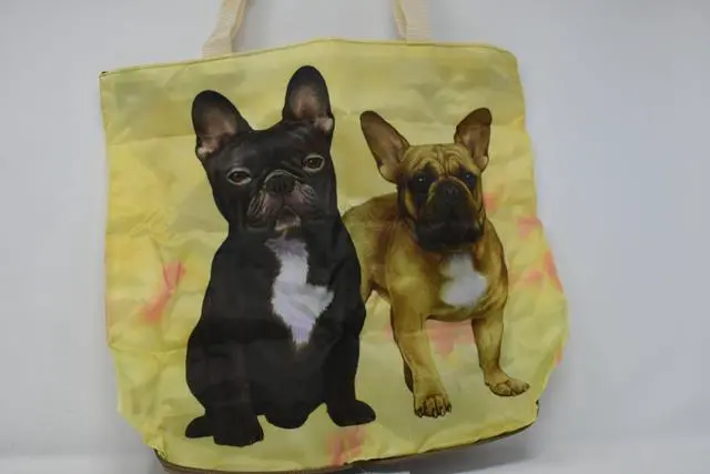 Alt view image 2 of 2 - French Bulldog Foldable Tote Bag - Durable, Waterproof - Zipper Market Tote