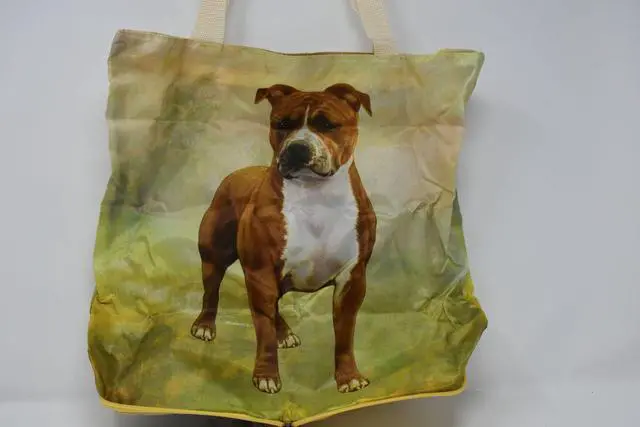 Alt view image 2 of 2 - Pit Bull Terrier Foldable Tote Bag - Durable, Waterproof - Zipper Market Tote