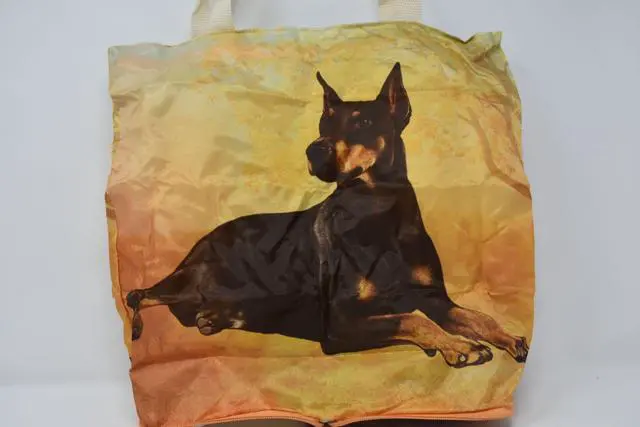 Alt view image 2 of 2 - Doberman Foldable Tote Bag - Durable, Waterproof - Zippered Market Tote