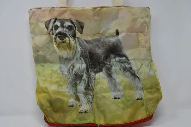 Alt view image 2 of 2 - Schnauzer, Uncropped Foldable Tote Bag - Waterproof - Zippered Market Tote