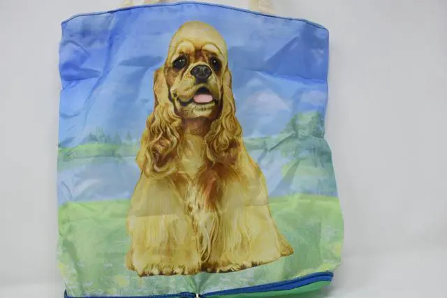 Alt view image 2 of 2 - Cocker Spaniel Foldable Tote Bag - Durable, Waterproof - Zipper Market Tote