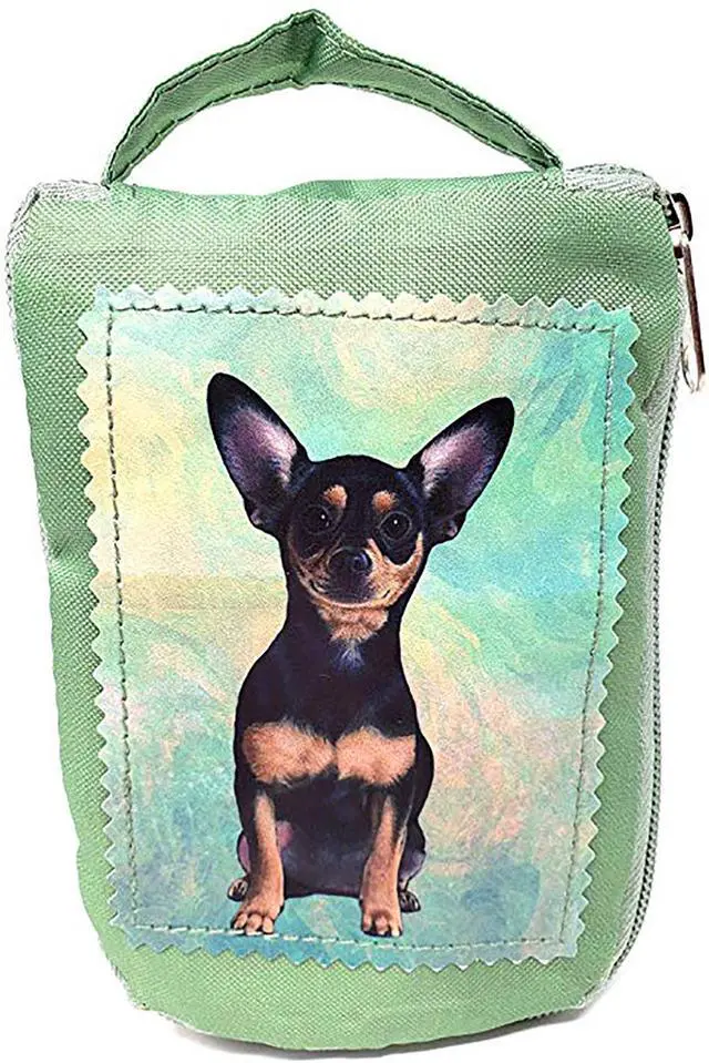 Main image of Black and Tan Chihuahua Foldable Tote Bag - Waterproof - Zipper Market Tote