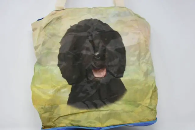 Alt view image 2 of 2 - Black Labradoodle Foldable Tote Bag - Waterproof - Zippered Market Tote