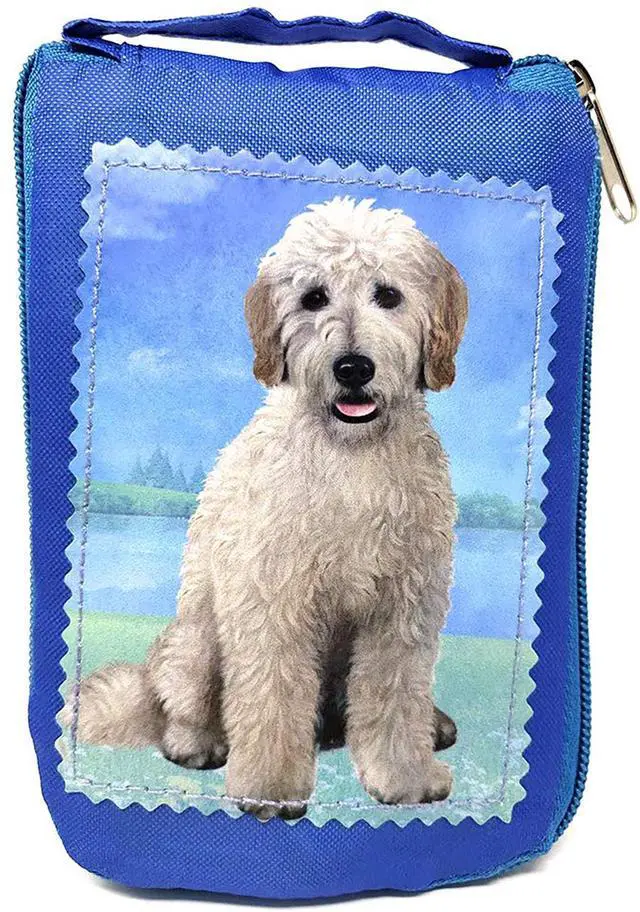 Main image of Goldendoodle Sitting Foldable Tote Bag - Waterproof - Zippered Market Tote