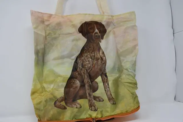Alt view image 2 of 2 - German Shorthaired Pointer Foldable Tote Bag - Durable, Waterproof - Zipper Market Tote