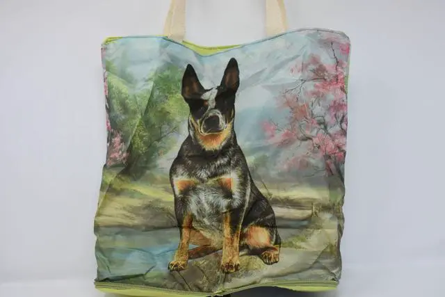 Alt view image 2 of 3 - Australian Cattle Dog Foldable Tote Bag - Durable, Waterproof - Zipper Market Tote