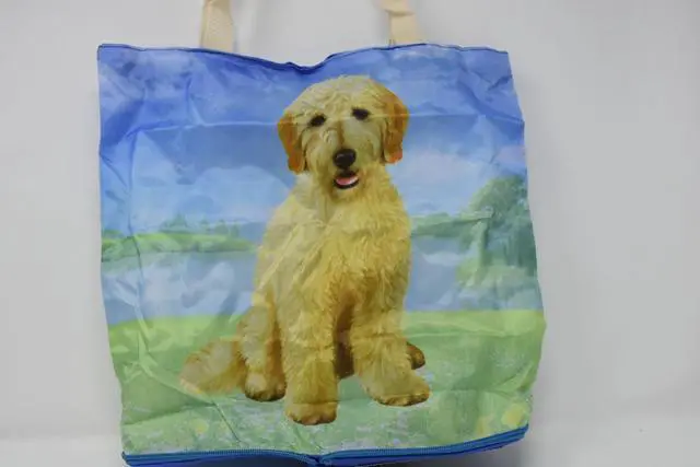 Alt view image 2 of 2 - Goldendoodle Sitting Foldable Tote Bag - Waterproof - Zippered Market Tote
