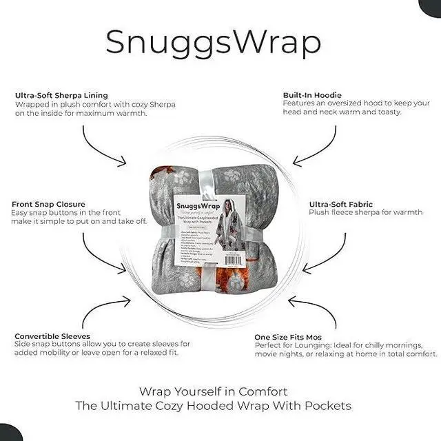 Alt view image 3 of 3 - E&S Pets Snuggs Blanket Hoodie for Women Soft Fleece Wrap, Red Dachshund