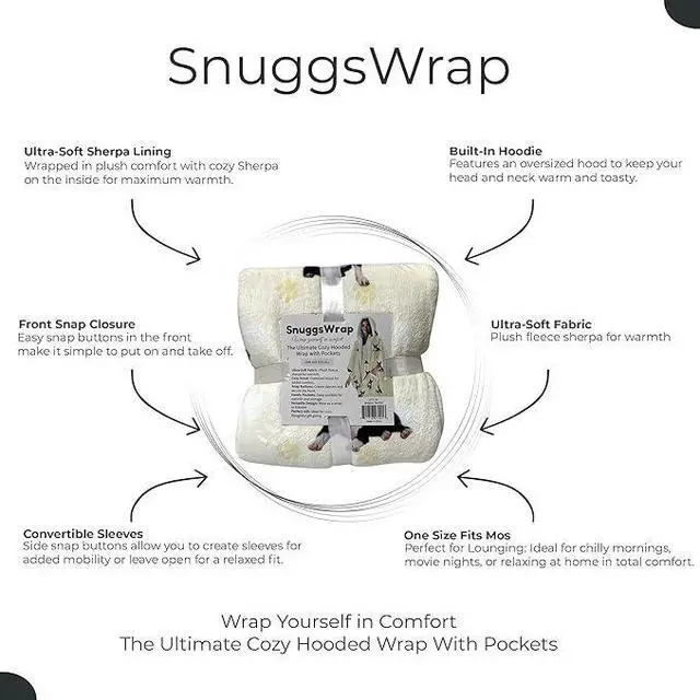 Alt view image 3 of 3 - E&S Pets Snuggs Blanket Hoodie for Women Soft Fleece Wrap, Boston Terrier