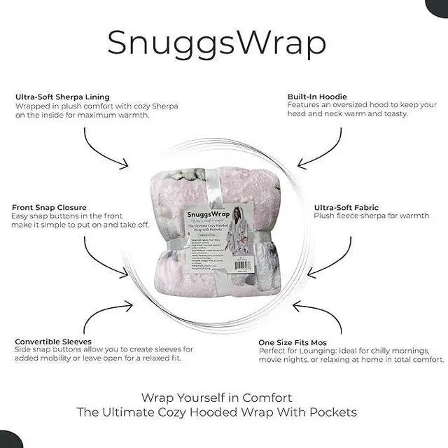 Alt view image 3 of 3 - E&S Pets Snuggs Blanket Hoodie for Women Soft Fleece Wrap, Bichon Frise