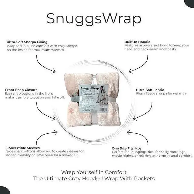 Alt view image 3 of 3 - E&S Pets Snuggs Blanket Hoodie for Women Soft Fleece Wrap, Tan White Shih Tzu
