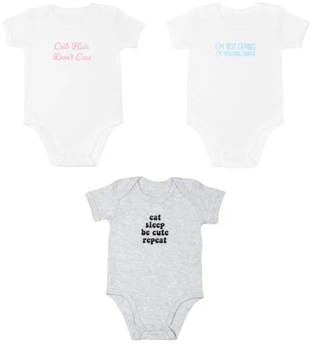 Alt view image 2 of 2 - Ganz Baby Giggle Diaper Shirt Onesie 3-6 mo. - Crib Hair, Don't Hair