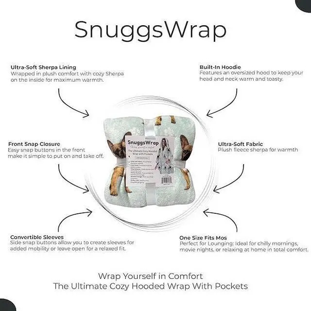 Alt view image 3 of 3 - E&S Pets Snuggs Blanket Hoodie for Women Soft Fleece Wrap, French Bulldog
