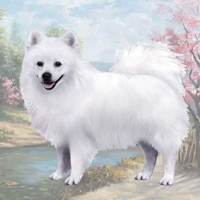 Main image of American Eskimo Dog Tabletop Drink Coaster (1)