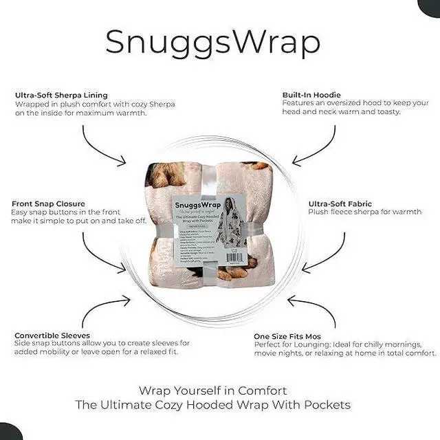 Alt view image 3 of 3 - E&S Pets Snuggs Blanket Hoodie for Women Soft Fleece Wrap, Yorkie Yorkshire
