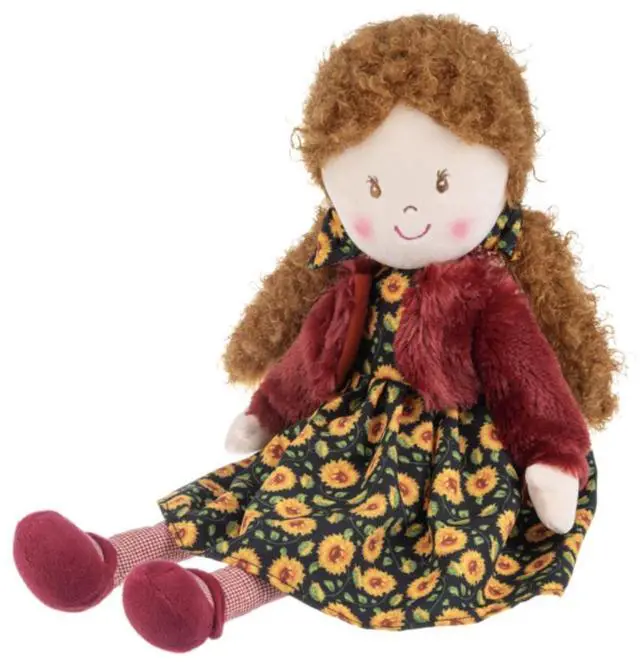Alt view image 2 of 2 - Ganz Amber Sunflower Rag Doll with Brown Curly Hair and Sunflower Dress, 20" H