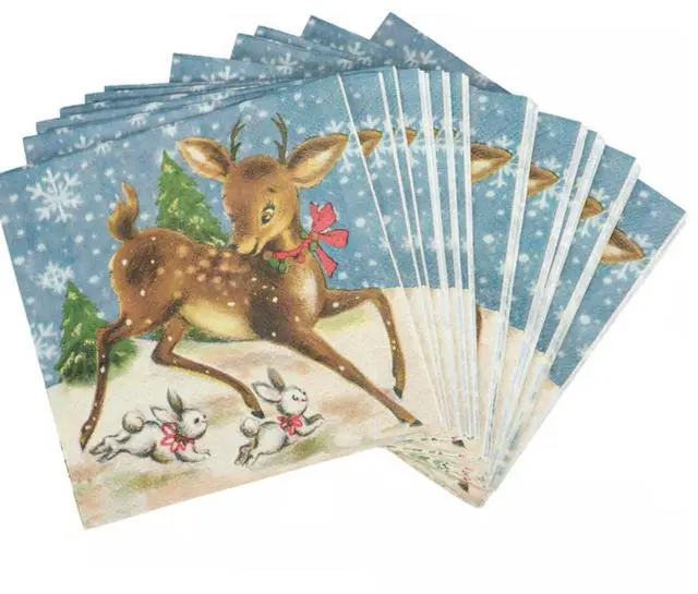 Alt view image 2 of 4 - Primitives By Kathy Paper Beverage Napkins, 5" x 5", 20/pk, Retro Reindeer