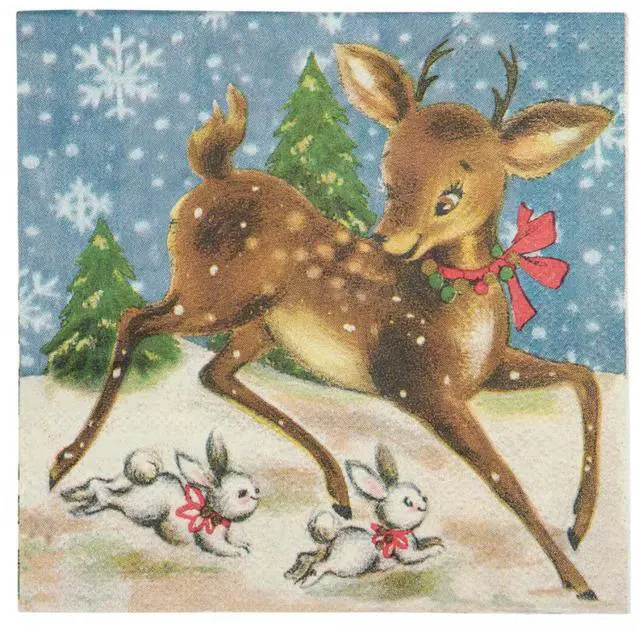 Main image of Primitives By Kathy Paper Beverage Napkins, 5" x 5", 20/pk, Retro Reindeer