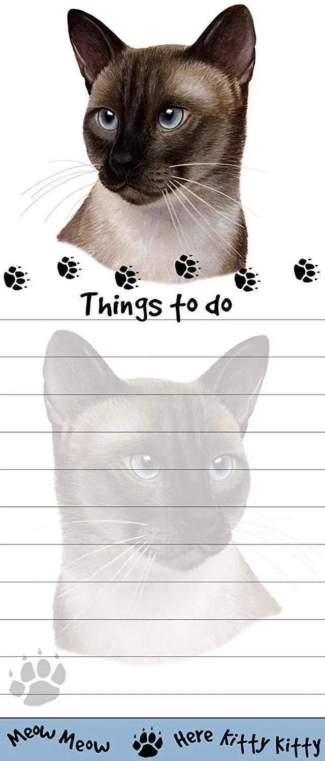 Main image of "Siamese Cat Magnetic List Pads" Uniquely Shaped Sticky Notepad