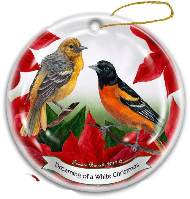 Main image of Holiday Pet Gifts Baltimore Oriole Bird Porcelain Christmas Ornament